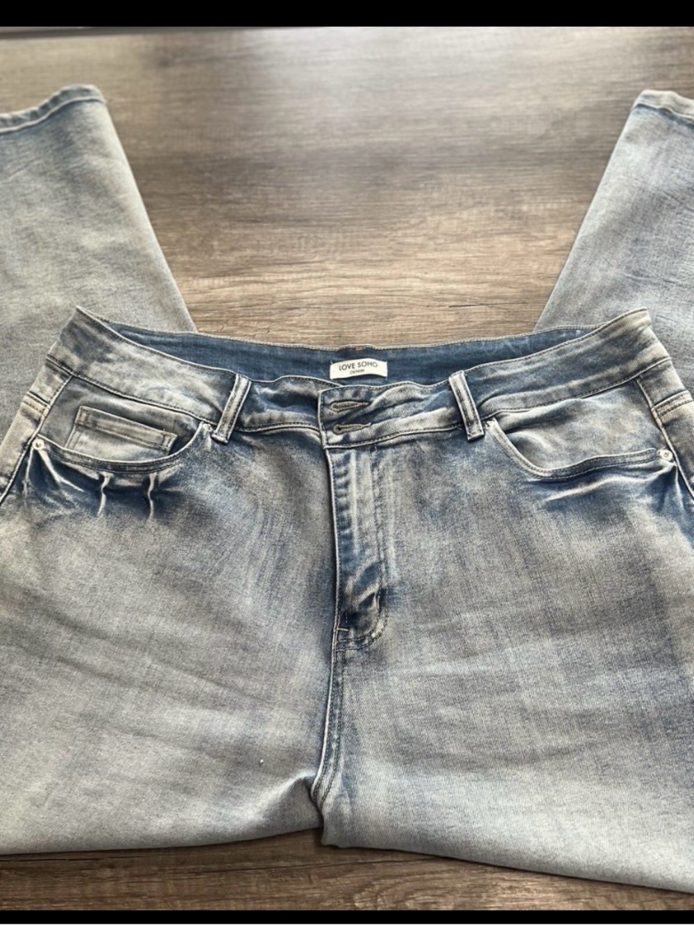 Love Soho Denim Size 22 Light Wash Wide Leg Stretch Jeans Plus Size